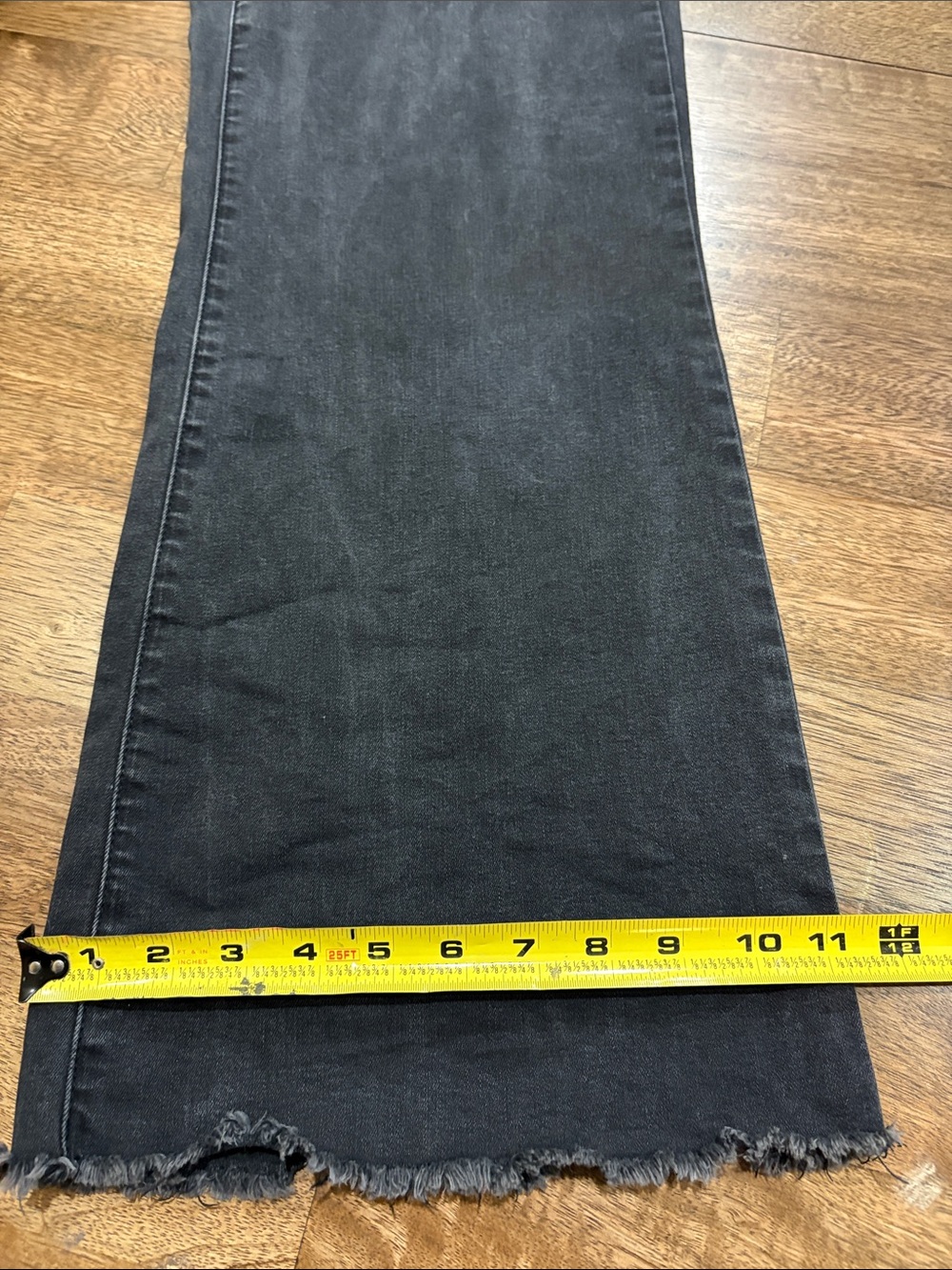 NYDJ Black Wide Leg Button Fly Ankle Jeans Trinity Stretch Raw Hems Pockets sz 6 - Picture 12 of 12